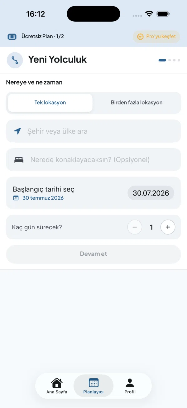 Wandarly rota oluşturma ekranı