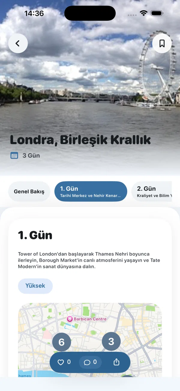 Wandarly seyahat rotası ekranı